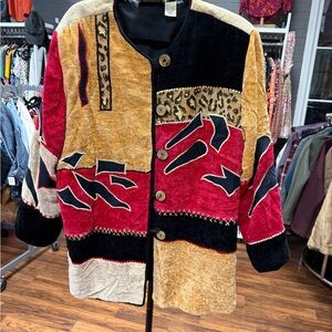 Maggie Barnes Multicolor Patchwork Velvet Blazer